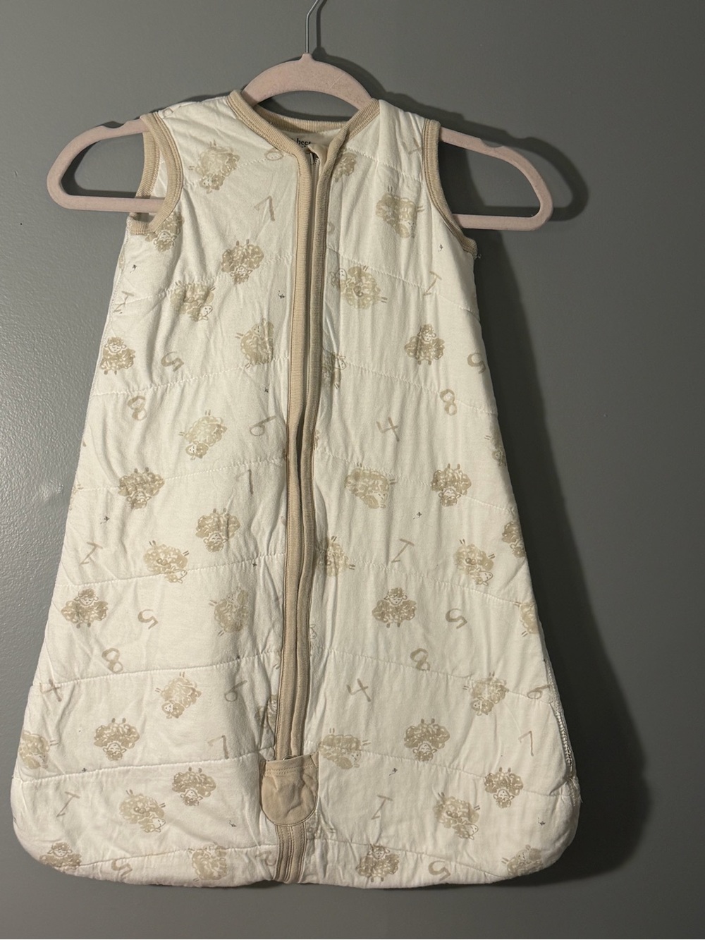 Burt's Bees Cream Sleeveless Zip Sleep Sack with Tan Accents
